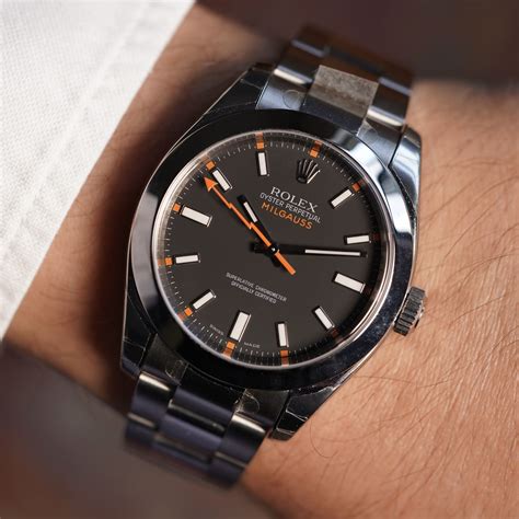 rolex black milgauss|rolex milgauss black dial price.